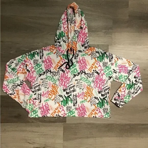 Almost Famous Graffiti Crop Hoodie XL - Picture 2 of 4